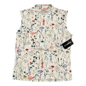 Foray Golf Women’s Mock Neck Sleeveless Top White Floral Size XL NWT